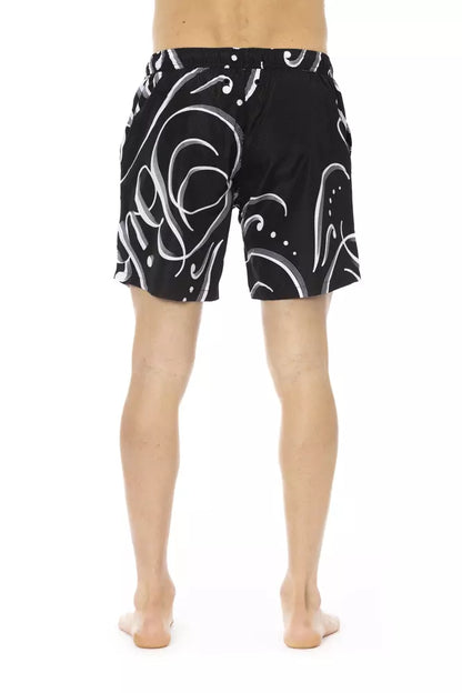 Black Polyester Men Swim Short