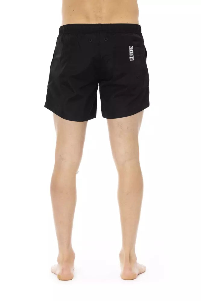 Black Polyamide Men Swim Short