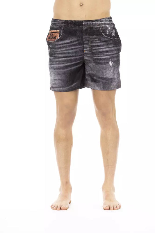 Black Polyester Men's Swim Short