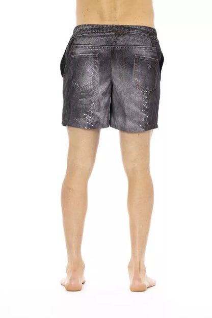 Black Polyester Men's Swim Short