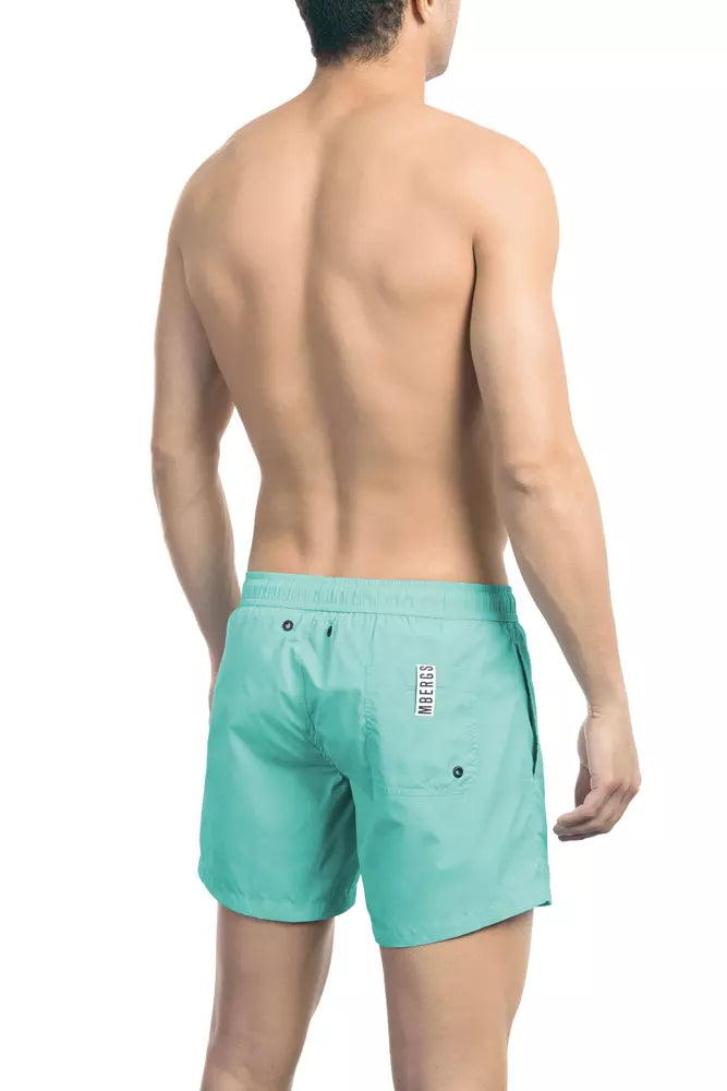 Light Blue Polyamide Men Swim Short