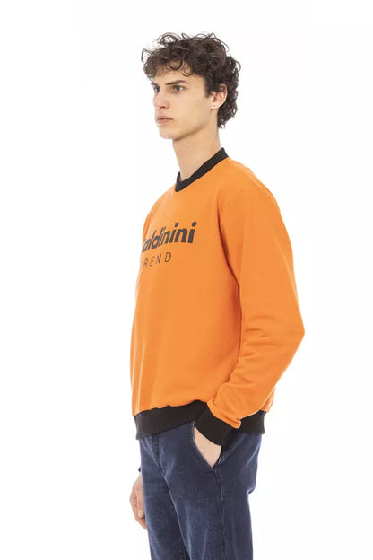 Orange Cotton Men Sweater