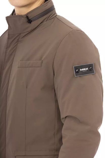 Brown Polyester Men Jacket