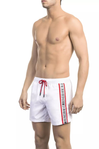 White Polyamide Men Swim Short