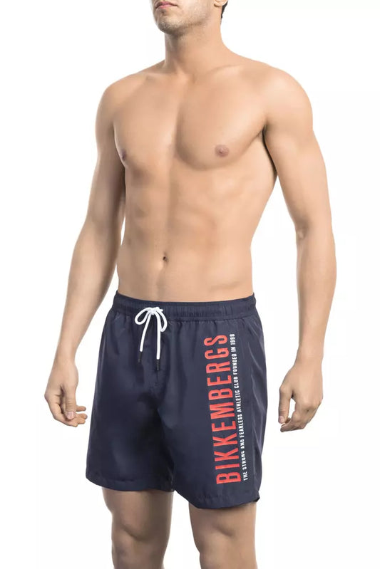 Blue Polyester Men Swim Short