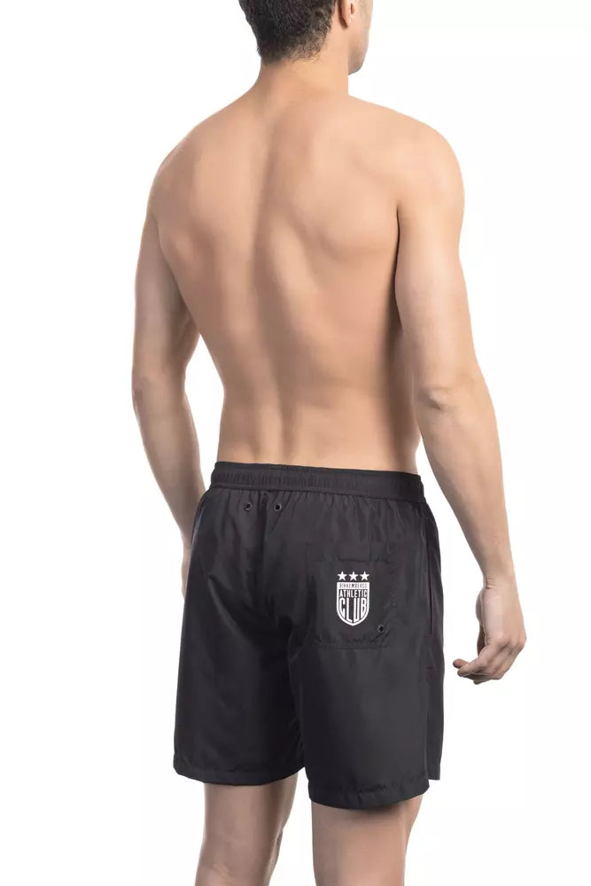 Black Polyester Men Swim Short