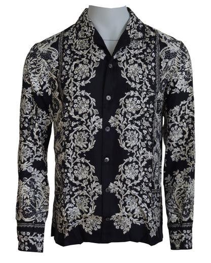 Elegant Satin Floral Baroque Shirt