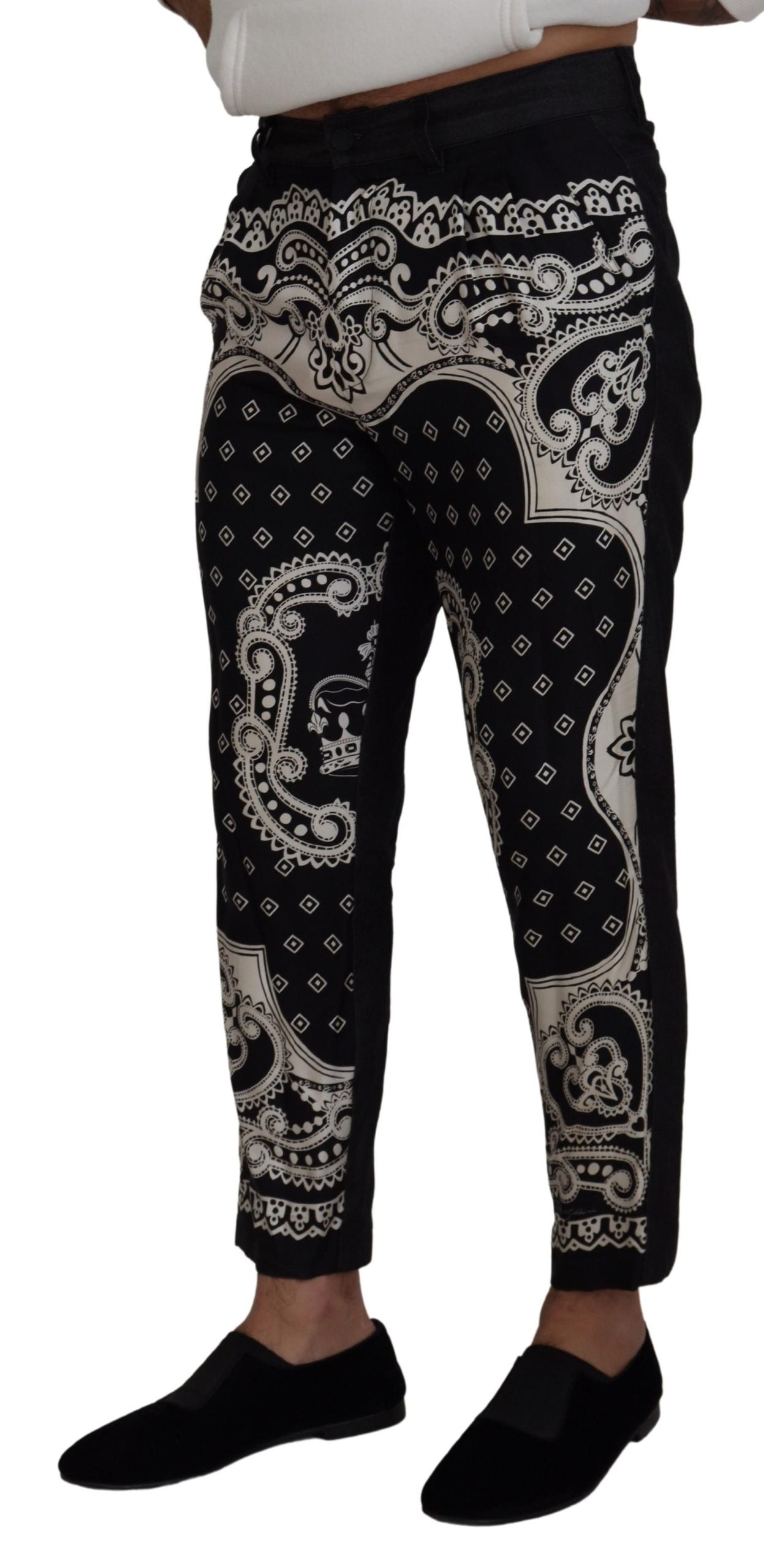 Elegant Bandana Print Silk-Cotton Pants