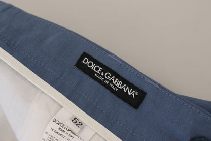 Elegant Blue Linen-Cotton Pants