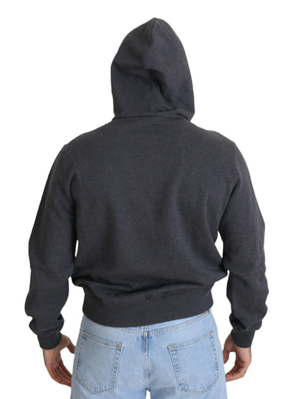 Elegant Grey Cotton Hooded Sweatshirt