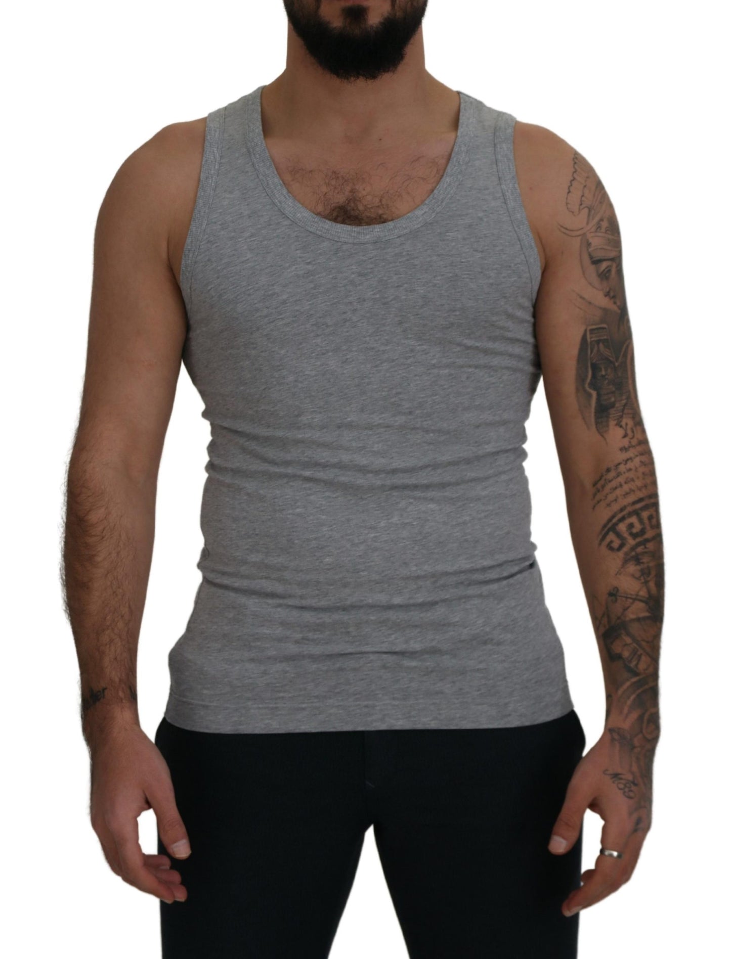 Sleek Sleeveless Grey Cotton Tank Top