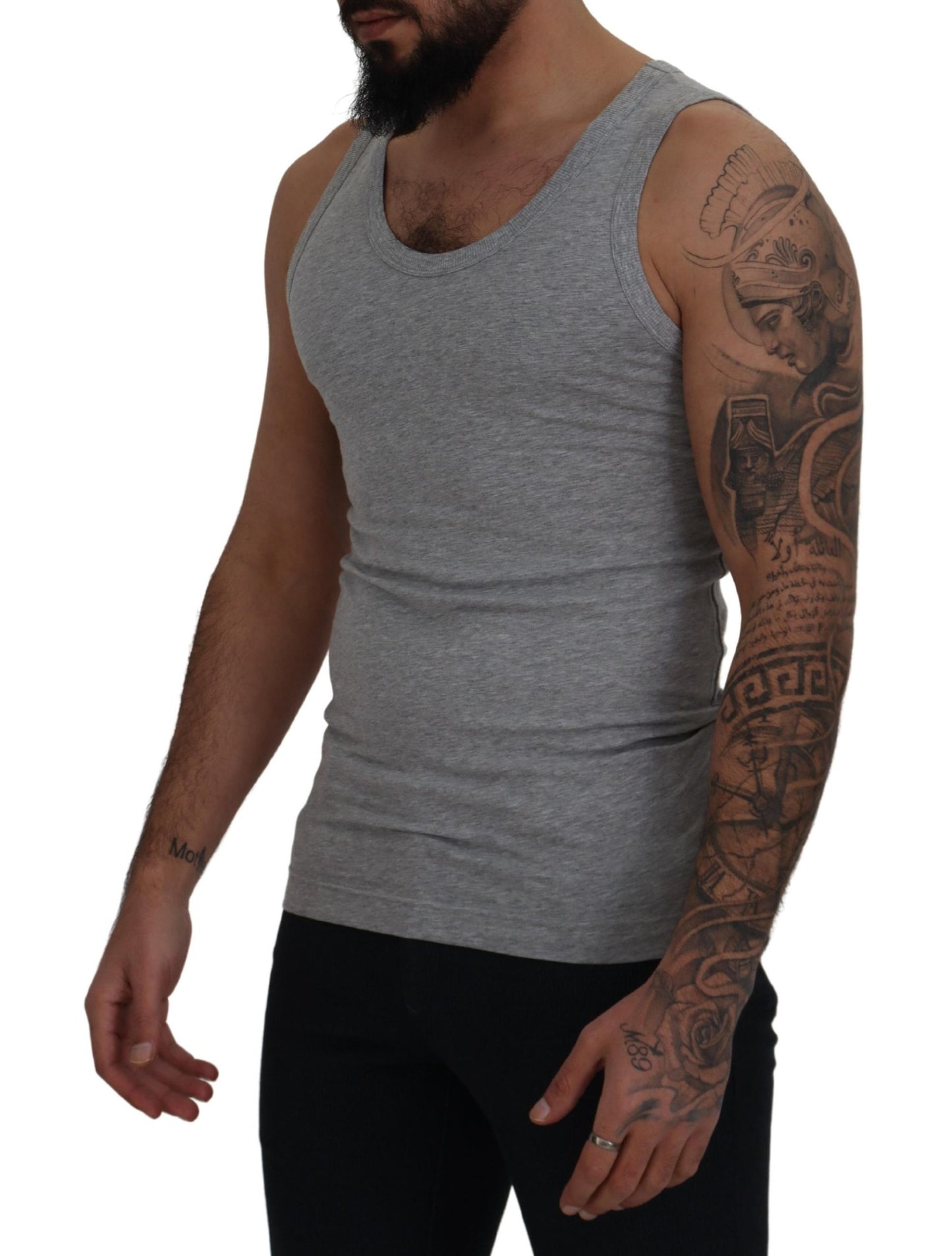 Sleek Sleeveless Grey Cotton Tank Top