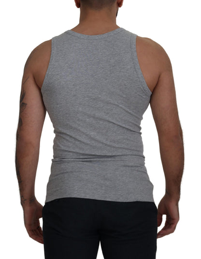 Sleek Sleeveless Grey Cotton Tank Top