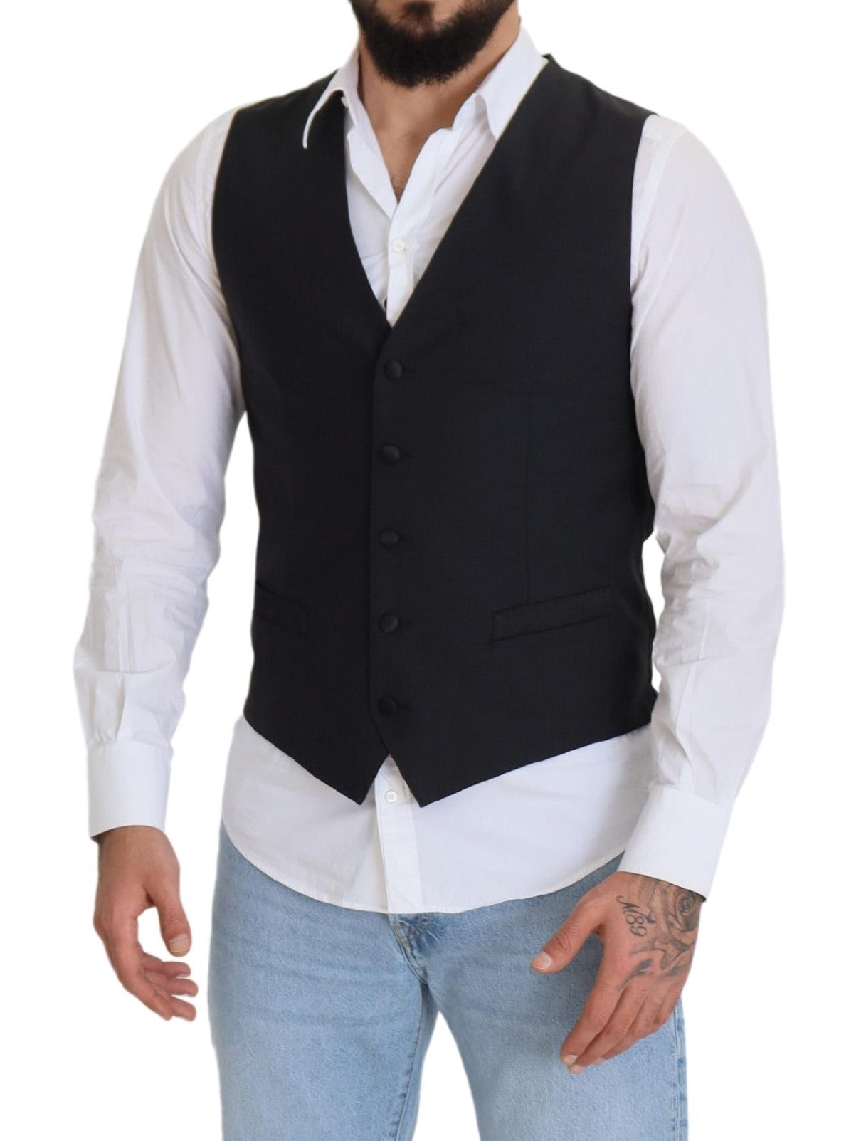 Elegant Black Single Breasted Dress Vest