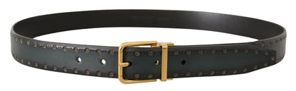 Emerald Elegance Leather Belt