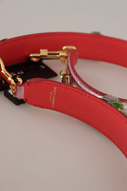 Elegant Metallic Pink Leather Shoulder Strap