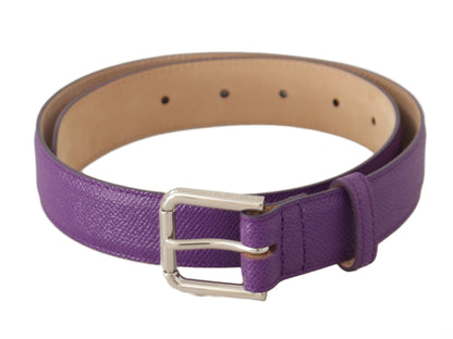 Elegant Purple Leather Belt with Logo Buckle