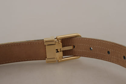 Elegant Light Blue Leather Belt with Gold Buckle