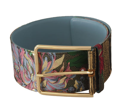 Multicolor Leather Logo Buckle Belt