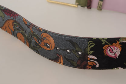 Elegant Multicolor Canvas-Leather Belt