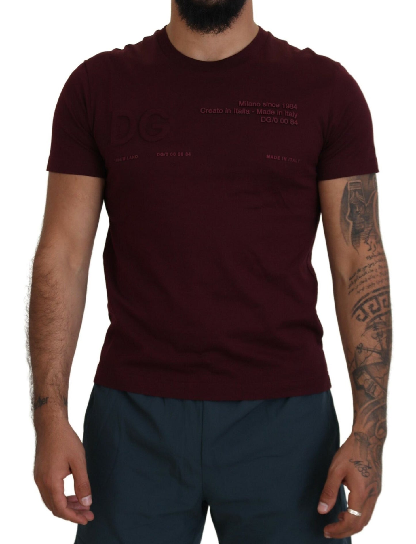 Elegant Maroon Crew Neck Casual Tee