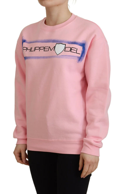 Pink Printed Long Sleeves Pullover Sweater