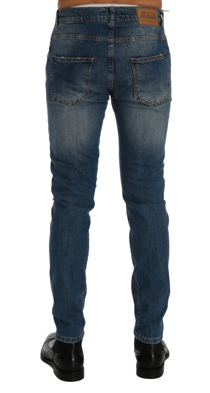 Svelte Italian Denim - Slim Fit Blue Jeans