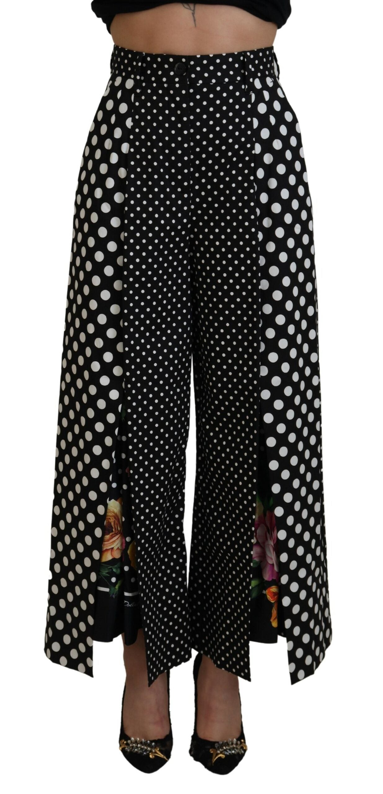 Elegant High-Waist Polka Dot Pants