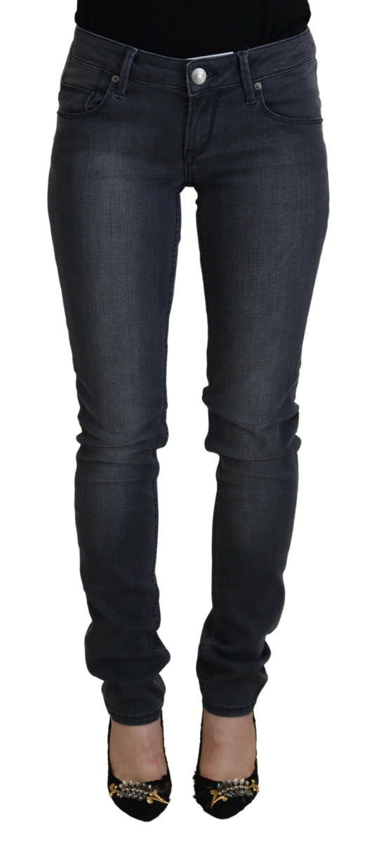 Chic Gray Low Waist Skinny Jeans