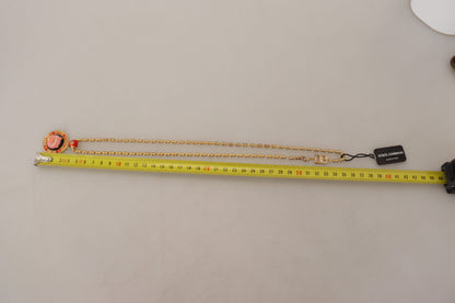 Gold Brass Chain SUPER PIG Pendant Logo Necklace