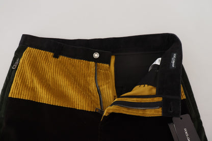 Elegant Black Tapered Trousers with Yellow Accent