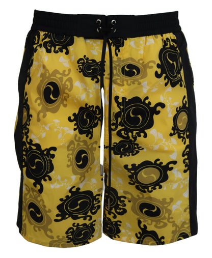 Yellow Block Print Swim Shorts Boxer