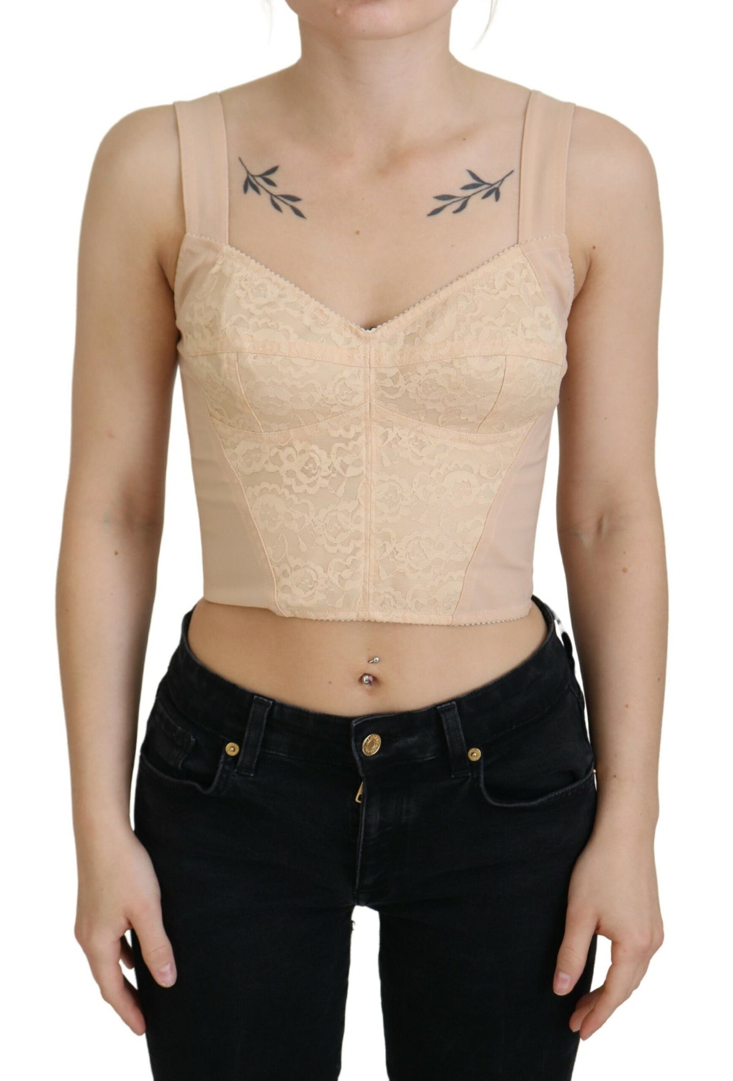 Elegant Beige Bustier Corset Top