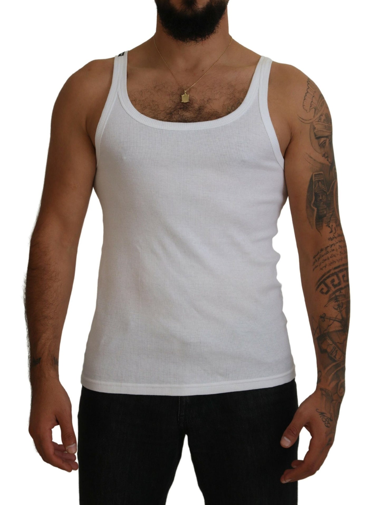 Elegant White Sleeveless Tank T-Shirt