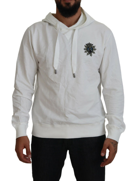 Elegant White Logo Hooded Sweatshirt