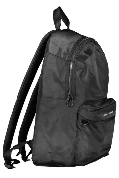 Black Polyester Men Backpack