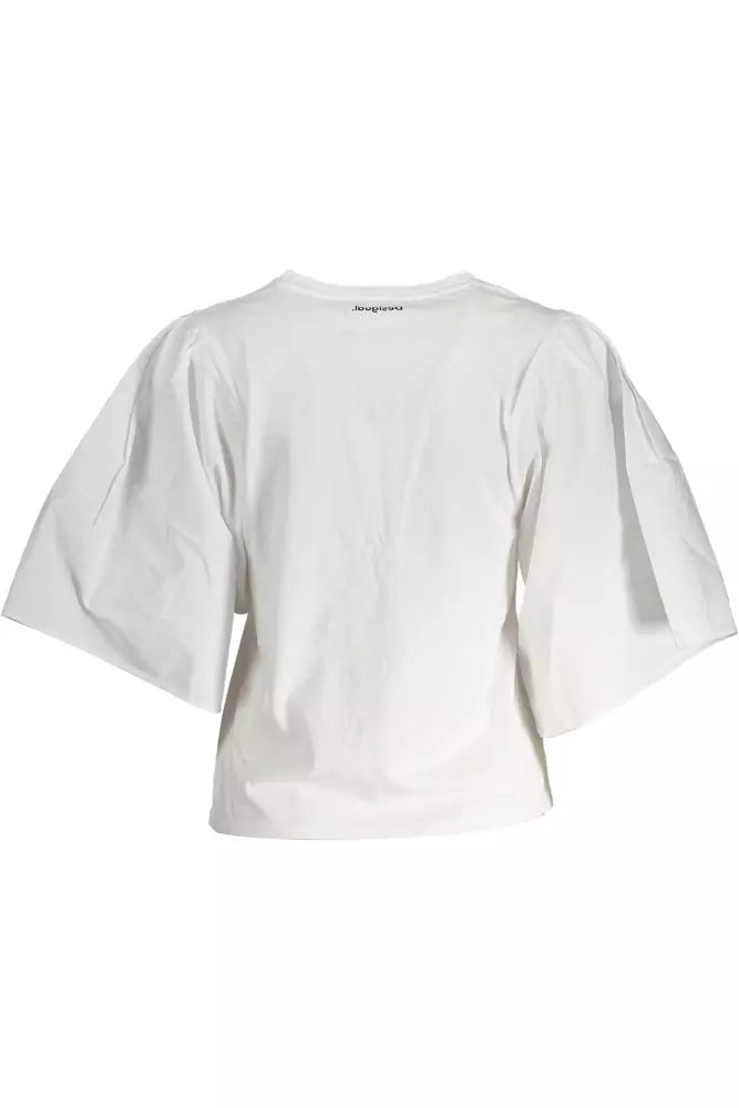 White Cotton Women T-Shirt