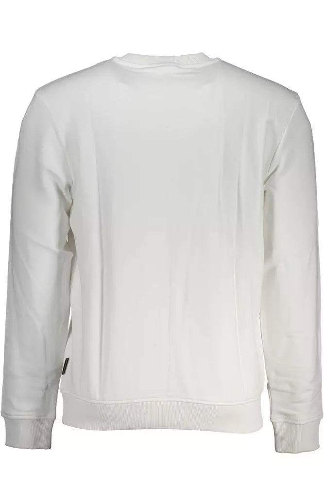 Crisp White Embroidered Crew Neck Sweatshirt