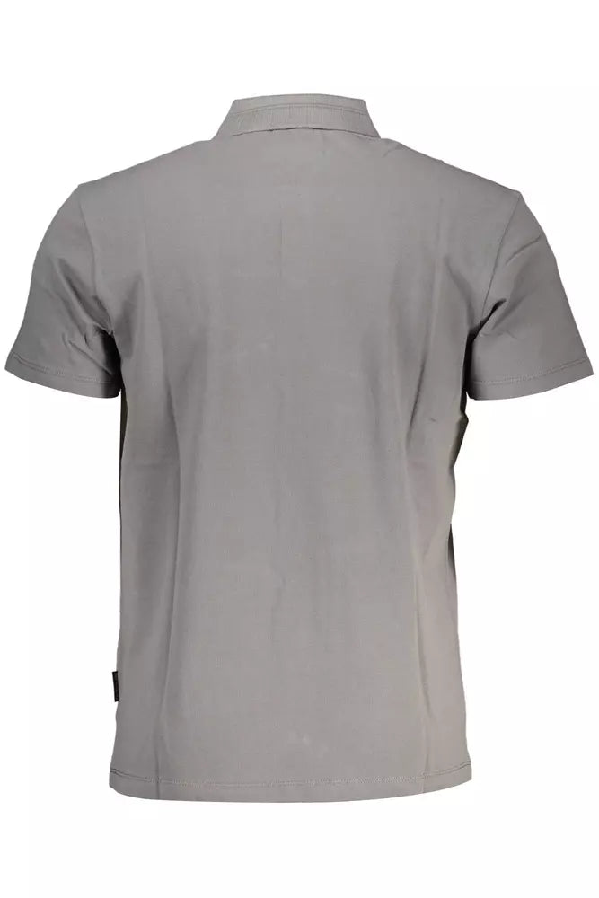 Gray Cotton Men Polo Shirt