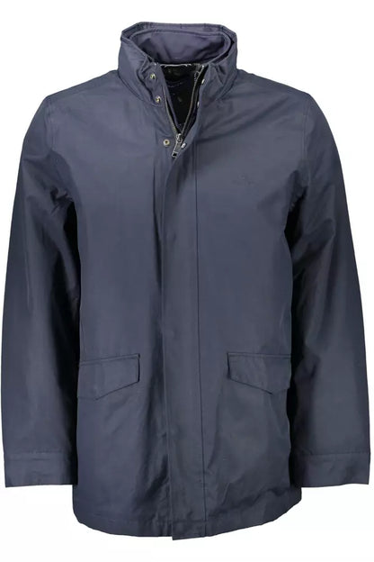 Blue Polyester Men Jacket