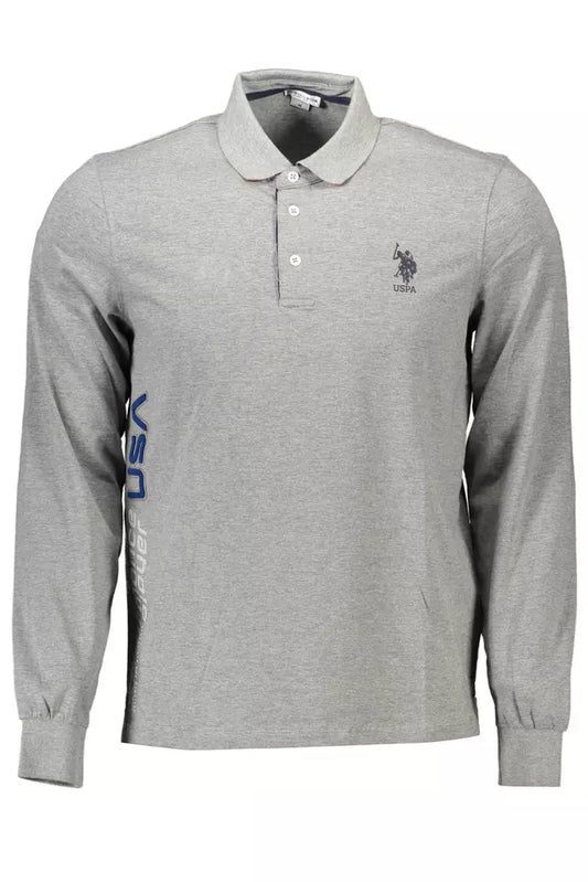 Gray Cotton Men Polo Shirt