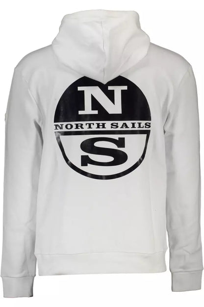 Sleek White Hooded Sweatshirt with Logo Print