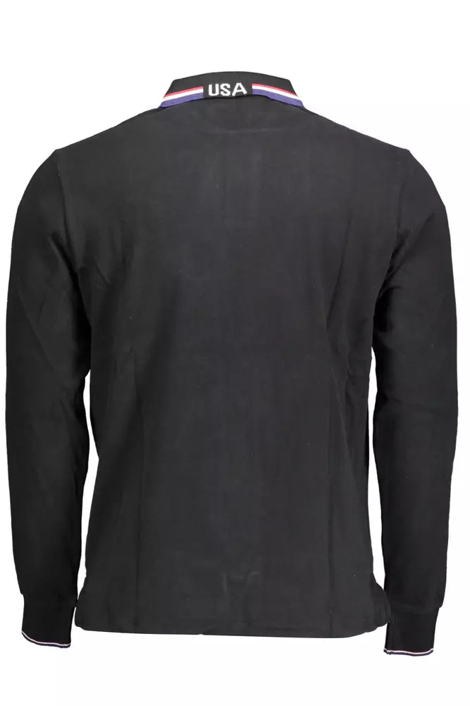 Black Cotton Men Polo Shirt