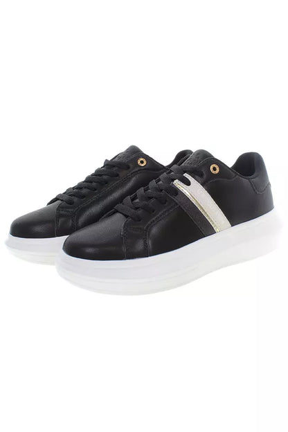 Chic Black Lace-Up Sneakers with Contrast Detailing