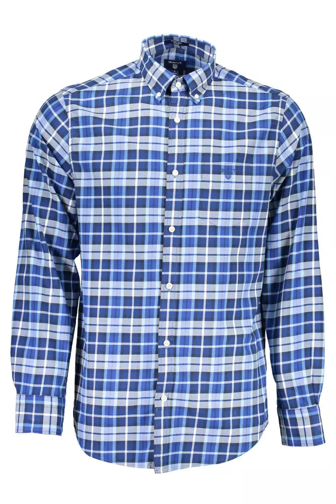 Blue Cotton Men Shirt