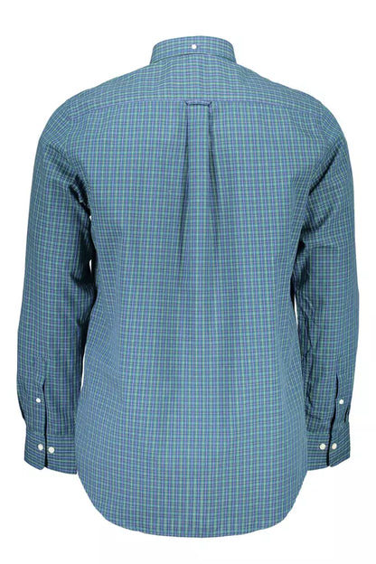 Blue Cotton Men Shirt