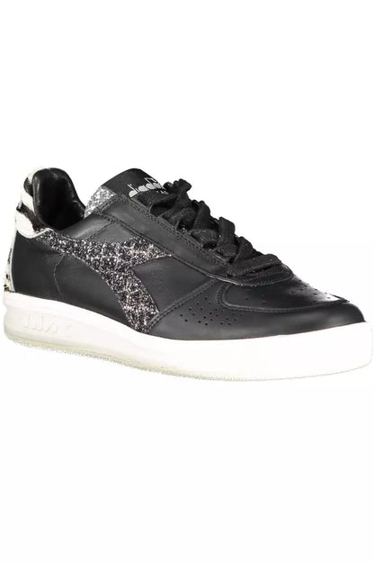 Black Leather Womens Sneaker