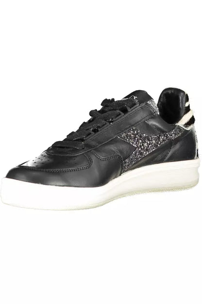 Black Leather Womens Sneaker