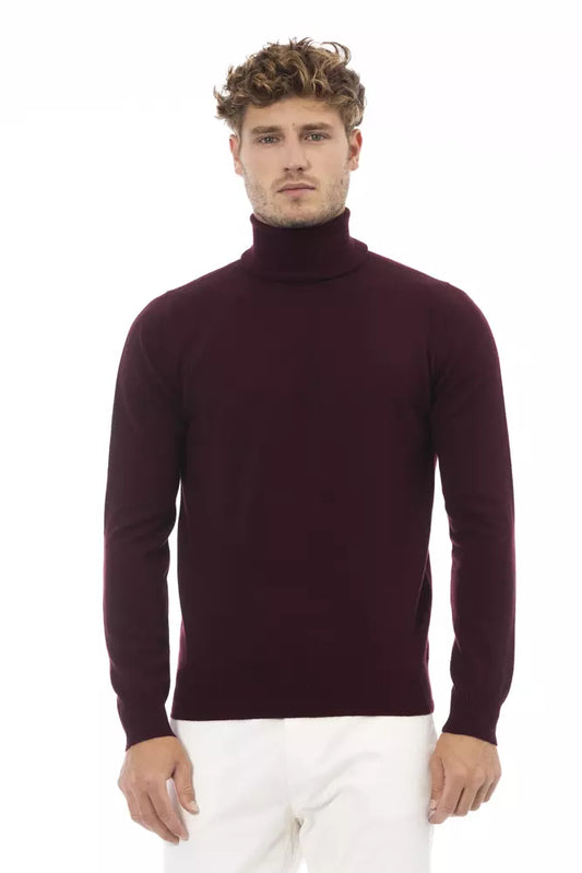 Burgundy Wool Men Sweater