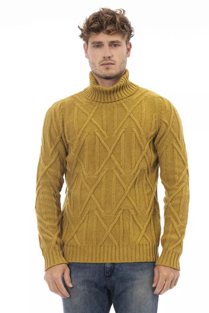 Yellow Merino Wool Men Sweater